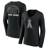 Los Angeles Angels Women's Monochrome Personalized Name & Number Long Sleeve V-Neck T-Shirt - MLB