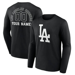 Los Angeles Dodgers Monochrome Personalized Name & Number Long Sleeve T-Shirt - MLB