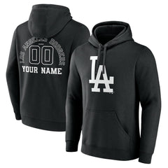 Los Angeles Dodgers Monochrome Personalized Name & Number Pullover Hoodie - MLB