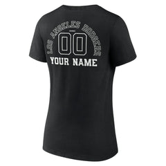 Los Angeles Dodgers Women's Monochrome Personalized Name & Number V-Neck T-Shirt - MLB