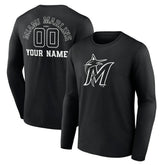 Miami Marlins Monochrome Personalized Name & Number Long Sleeve T-Shirt - MLB