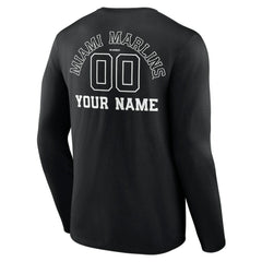 Miami Marlins Monochrome Personalized Name & Number Long Sleeve T-Shirt - MLB