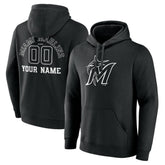 Miami Marlins Monochrome Personalized Name & Number Pullover Hoodie - MLB