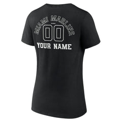 Miami Marlins Women's Monochrome Personalized Name & Number V-Neck T-Shirt - MLB