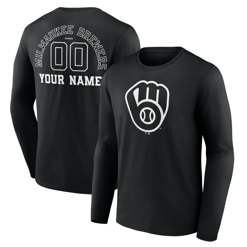 Milwaukee Brewers Monochrome Personalized Name & Number Long Sleeve T-Shirt - MLB