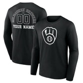 Milwaukee Brewers Monochrome Personalized Name & Number Long Sleeve T-Shirt - MLB