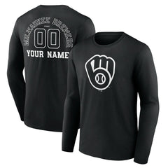 Milwaukee Brewers Monochrome Personalized Name & Number Long Sleeve T-Shirt - MLB