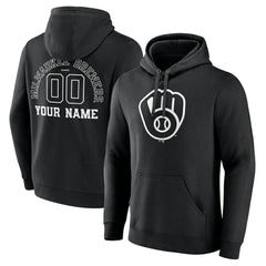 Milwaukee Brewers Monochrome Personalized Name & Number Pullover Hoodie - MLB