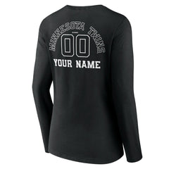 Minnesota Twins Women's Monochrome Personalized Name & Number Long Sleeve V-Neck T-Shirt - MLB