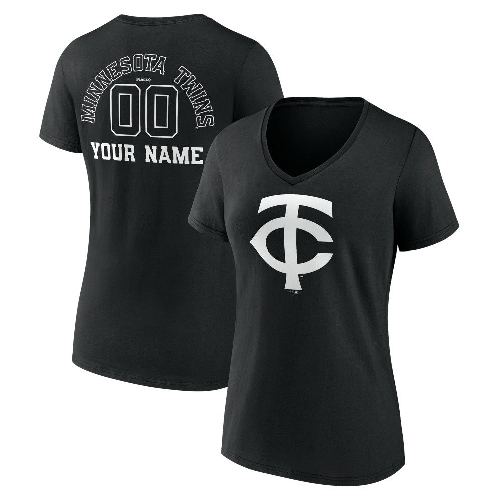 Minnesota Twins Women's Monochrome Personalized Name & Number V-Neck T-Shirt - MLB