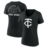 Minnesota Twins Women's Monochrome Personalized Name & Number V-Neck T-Shirt - MLB