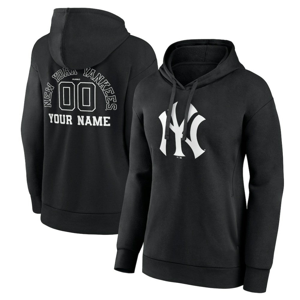 New York Yankees Women's Monochrome Personalized Name & Number Pullover Hoodie - MLB