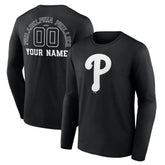 Philadelphia Phillies Monochrome Personalized Name & Number Long Sleeve T-Shirt - MLB