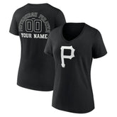 Pittsburgh Pirates Women's Monochrome Personalized Name & Number V-Neck T-Shirt - MLB