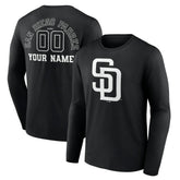 San Diego Padres Monochrome Personalized Name & Number Long Sleeve T-Shirt - MLB