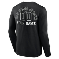 San Diego Padres Monochrome Personalized Name & Number Long Sleeve T-Shirt - MLB