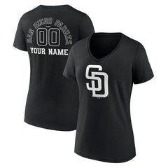 San Diego Padres Women's Monochrome Personalized Name & Number V-Neck T-Shirt - MLB