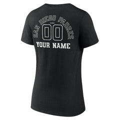 San Diego Padres Women's Monochrome Personalized Name & Number V-Neck T-Shirt - MLB
