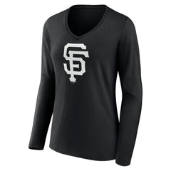 San Francisco Giants Women's Monochrome Personalized Name & Number Long Sleeve V-Neck T-Shirt - MLB