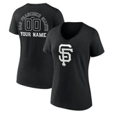 San Francisco Giants Women's Monochrome Personalized Name & Number V-Neck T-Shirt - MLB