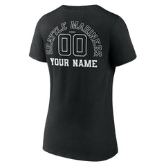 Seattle Mariners Women's Monochrome Personalized Name & Number V-Neck T-Shirt - MLB