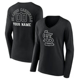 St. Louis Cardinals Women's Monochrome Personalized Name & Number Long Sleeve V-Neck T-Shirt - MLB