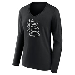 St. Louis Cardinals Women's Monochrome Personalized Name & Number Long Sleeve V-Neck T-Shirt - MLB