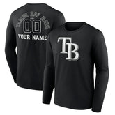 Tampa Bay Rays Monochrome Personalized Name & Number Long Sleeve T-Shirt - MLB
