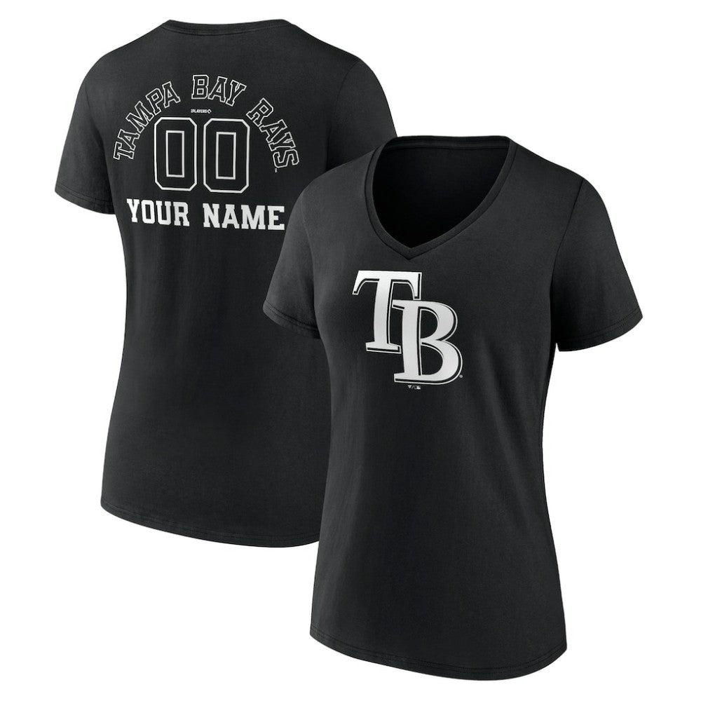 Tampa Bay Rays Women's Monochrome Personalized Name & Number V-Neck T-Shirt - MLB