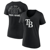 Tampa Bay Rays Women's Monochrome Personalized Name & Number V-Neck T-Shirt - MLB