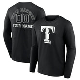 Texas Rangers Monochrome Personalized Name & Number Long Sleeve T-Shirt - MLB