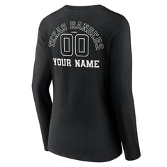 Texas Rangers Women's Monochrome Personalized Name & Number Long Sleeve V-Neck T-Shirt - MLB