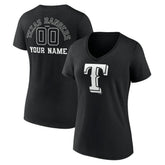 Texas Rangers Women's Monochrome Personalized Name & Number V-Neck T-Shirt - MLB
