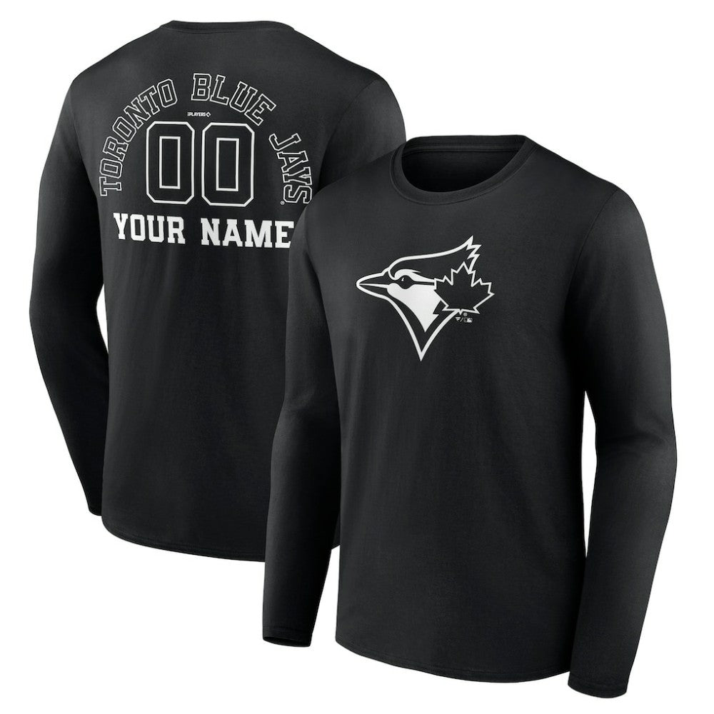 Toronto Blue Jays Monochrome Personalized Name & Number Long Sleeve T-Shirt - MLB