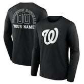 Washington Nationals Monochrome Personalized Name & Number Long Sleeve T-Shirt - MLB