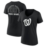 Washington Nationals Women's Monochrome Personalized Name & Number V-Neck T-Shirt - MLB