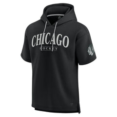 Chicago Blackhawks Fanatics Elements Ready Short Sleeve Pullover Hoodie - Black - NHL
