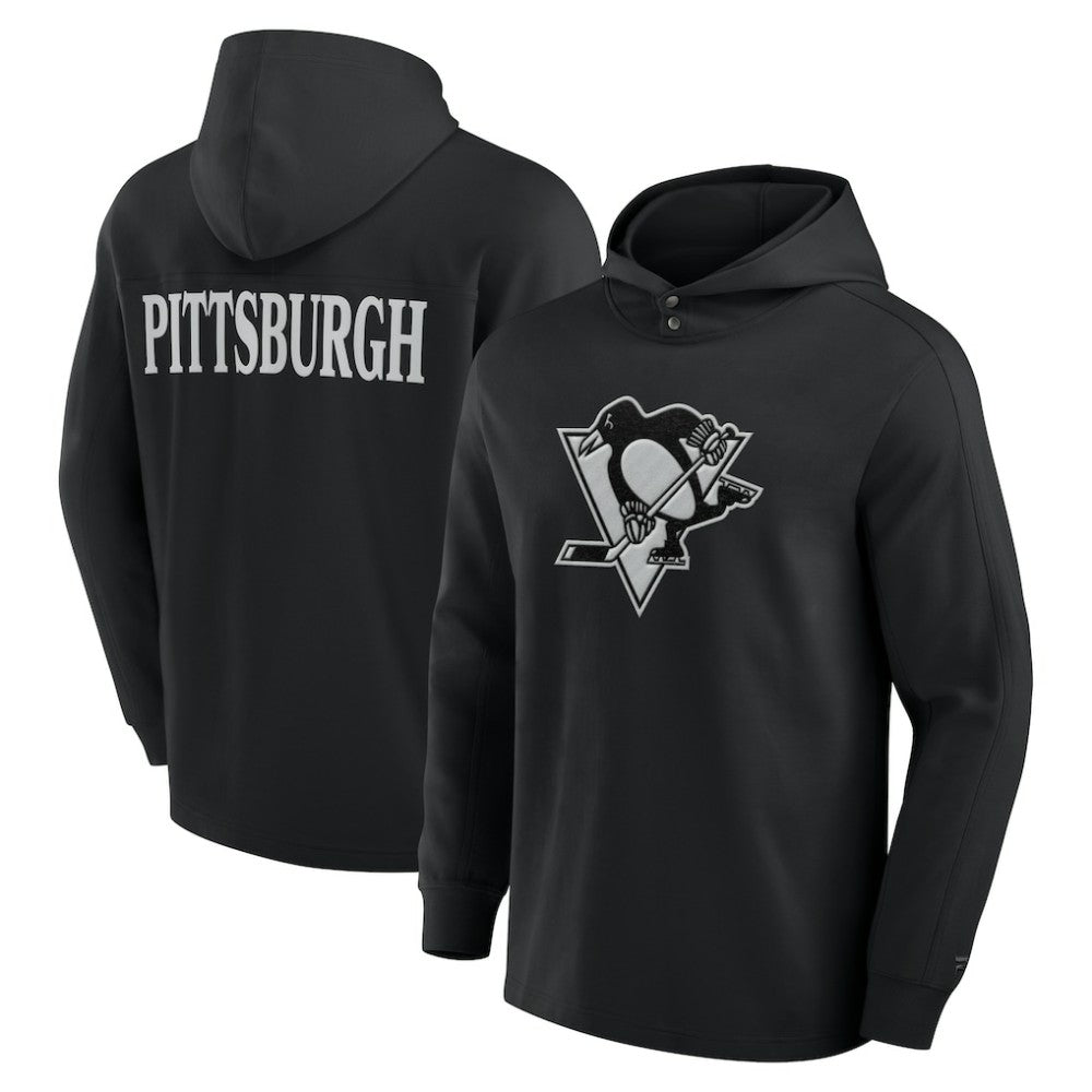 Pittsburgh Penguins Fanatics Elements Blaze Tri-Blend Long Sleeve Hoodie T-Shirt - Black - NHL