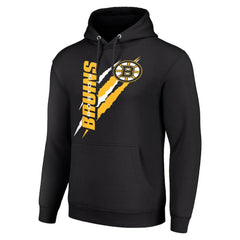 Boston Bruins Starter Color Scratch Fleece Pullover Hoodie - Black - NHL