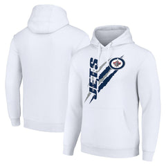 Winnipeg Jets Starter Color Scratch Fleece Pullover Hoodie - White - NHL