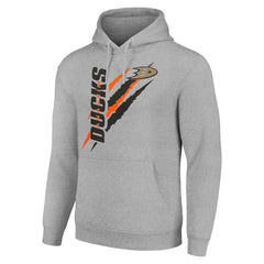 Anaheim Ducks Starter Color Scratch Fleece Pullover Hoodie - Heather Gray - NHL