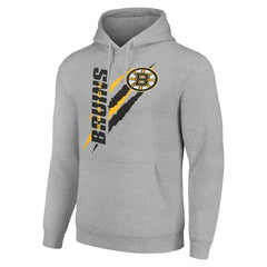 Boston Bruins Starter Color Scratch Fleece Pullover Hoodie - Heather Gray - NHL