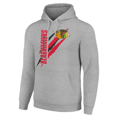 Chicago Blackhawks Starter Color Scratch Fleece Pullover Hoodie - Heather Gray - NHL