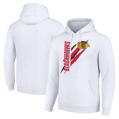 Chicago Blackhawks Starter Color Scratch Fleece Pullover Hoodie - White - NHL