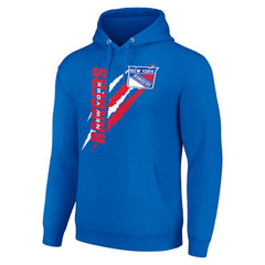 New York Rangers Starter Color Scratch Fleece Pullover Hoodie - Royal - NHL