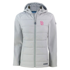 San Diego Padres Cutter & Buck Women's City Connect Evoke Hybrid Eco Softshell Recycled Full-Zip Hoodie Jacket - MLB