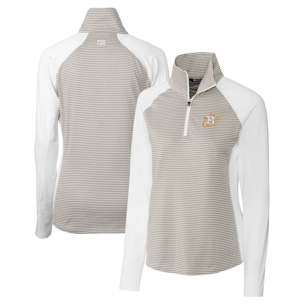 Houston Astros Cutter & Buck Women's City Connect Forge Tonal Stripe Stretch Half-Zip Pullover Top - MLB