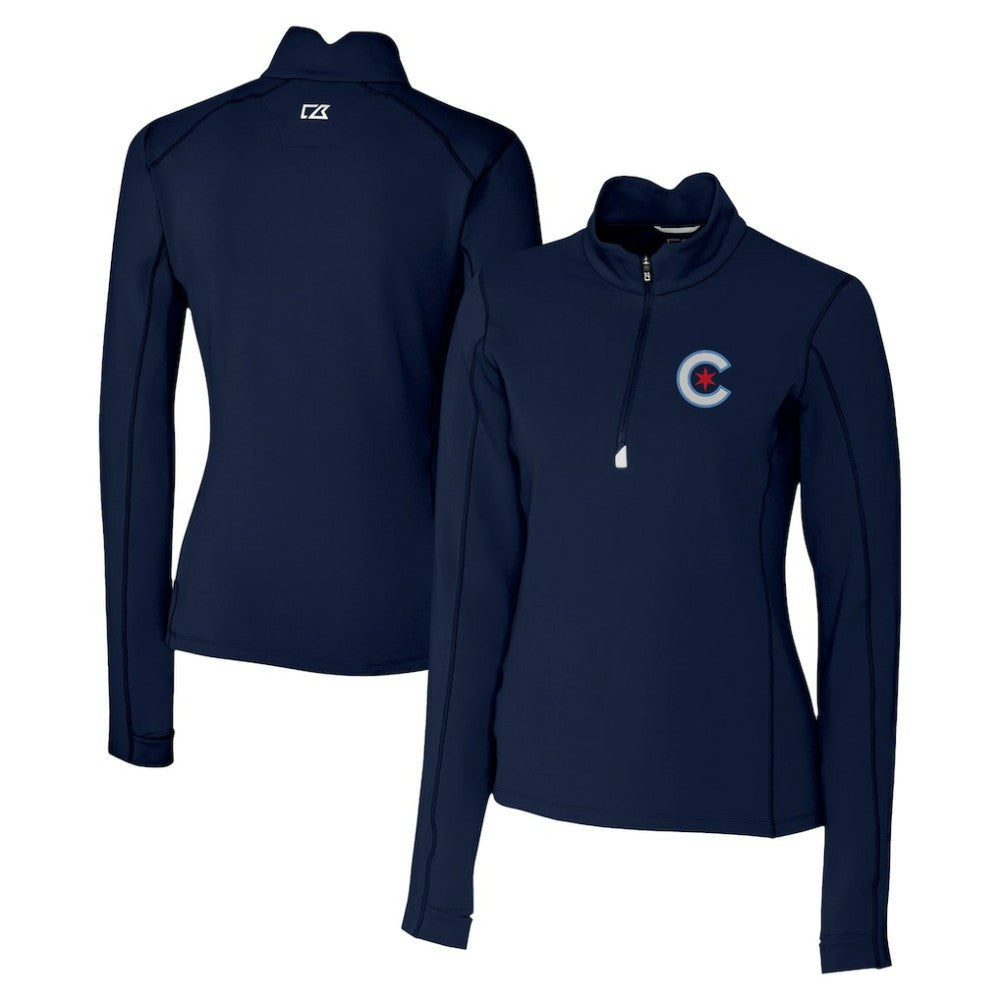 Chicago Cubs Cutter & Buck Women's City Connect Traverse Stretch Quarter-Zip Pullover Top - MLB