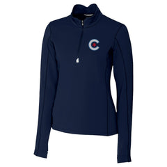 Chicago Cubs Cutter & Buck Women's City Connect Traverse Stretch Quarter-Zip Pullover Top - MLB