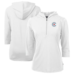 Chicago Cubs Cutter & Buck Women's City Connect Virtue Eco Pique Recycled Half-Zip Pullover Hoodie - MLB